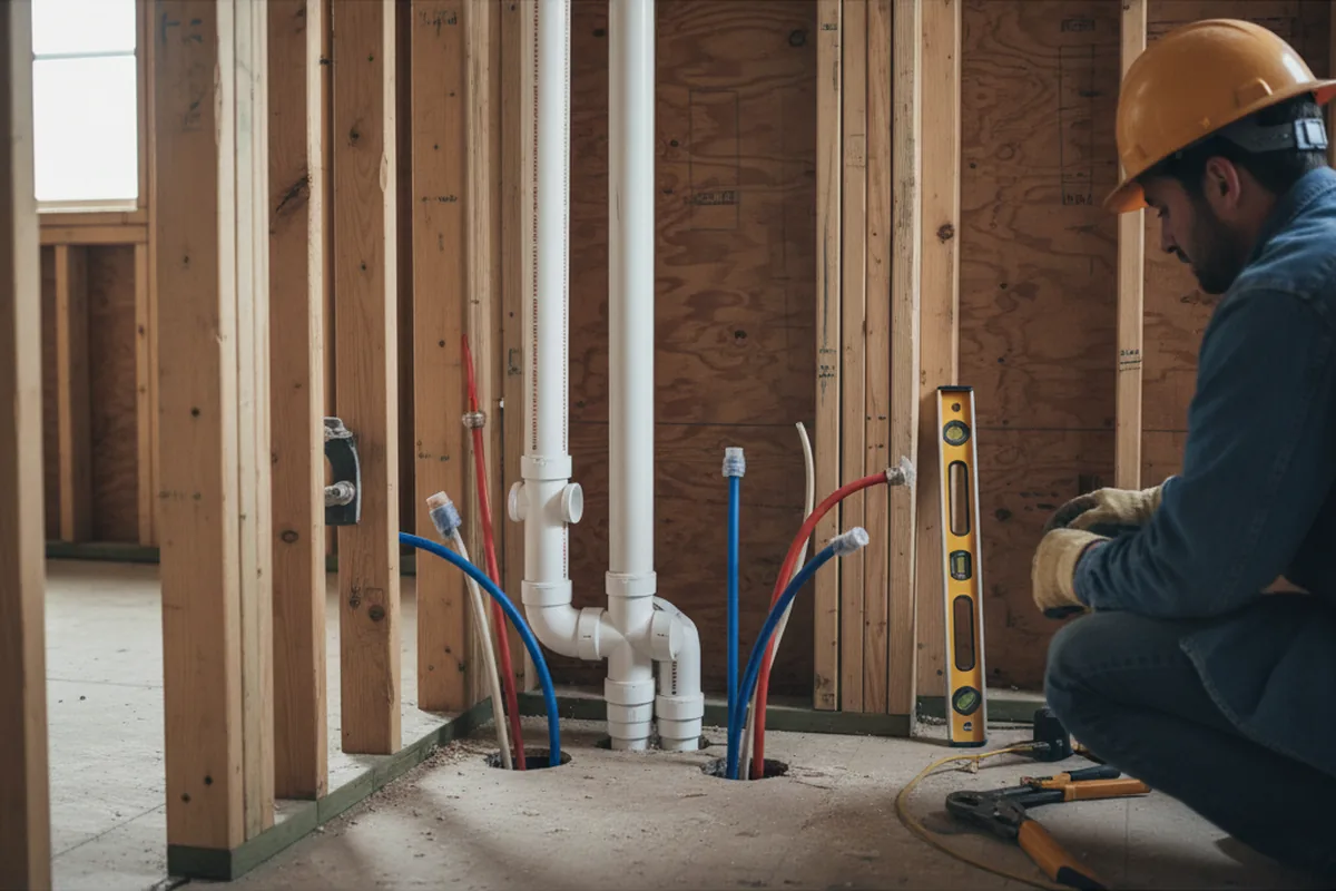 Drain and supply rough-in during Garbage Disposal Repair in Cordova